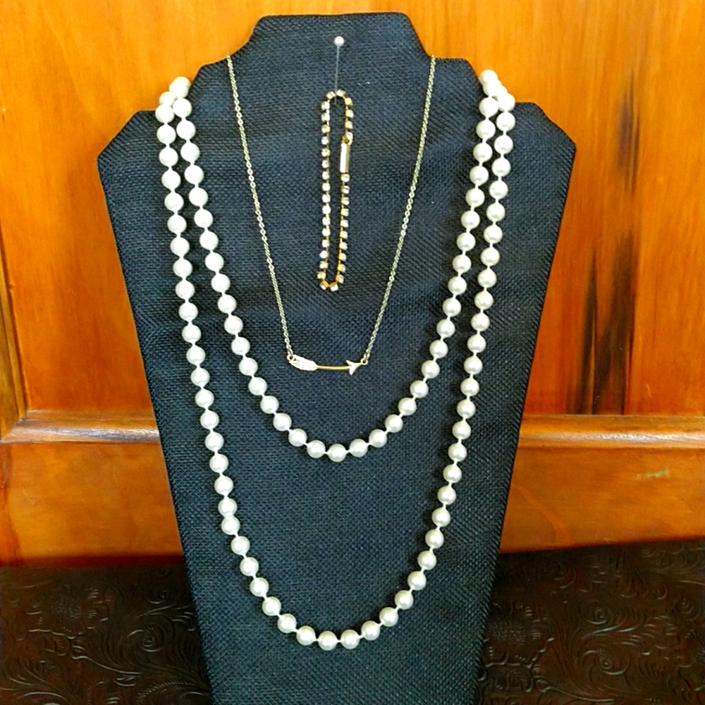 Costume Jewelry Lot - Gold Tone, White CZ, and Pearl